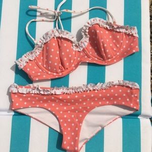 Pink and white polka dot cheeky bottoms